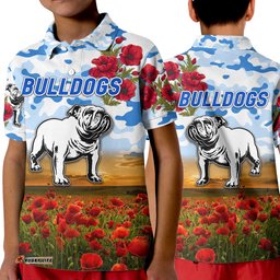 Bulldogs ANZAC Polo Shirt Poppy Flowers Vibes - White