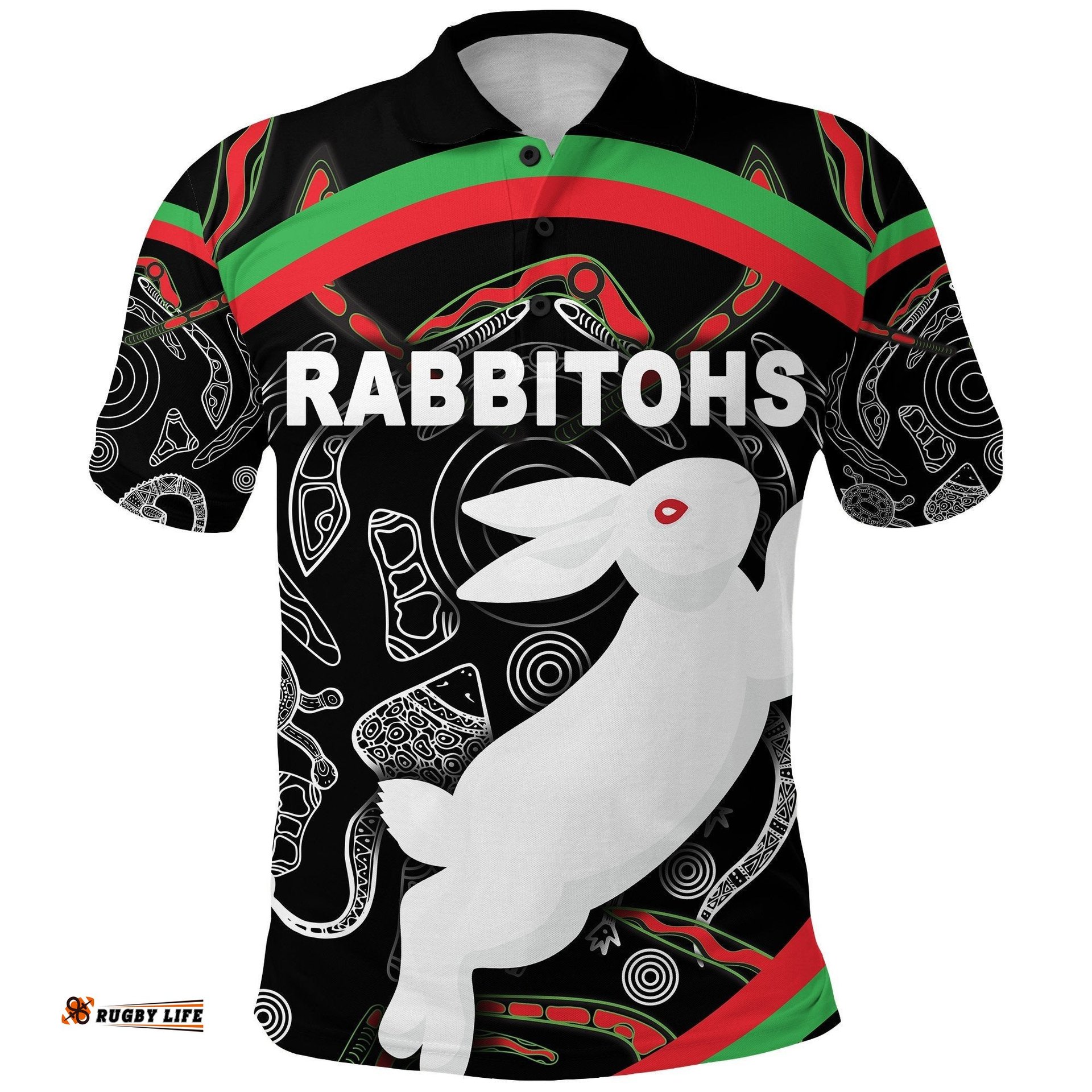 Rabbitohs Polo Shirt Indigenous Mystery Vibes