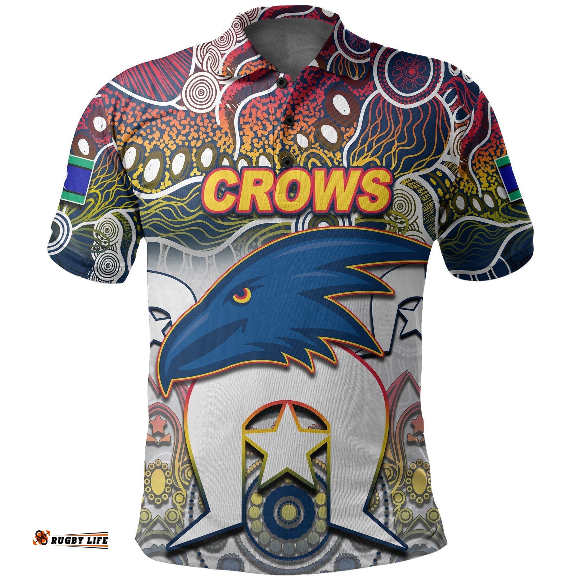 Custom Personalised Crows Australian Football Torres Strait Islanders Mix Aboriginal Polo Shirt