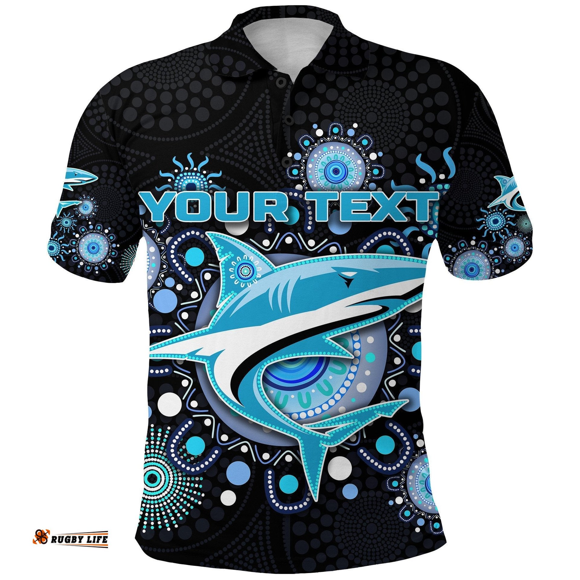 Custom Personalised Cronulla Polo Shirt Sharks Indigenous