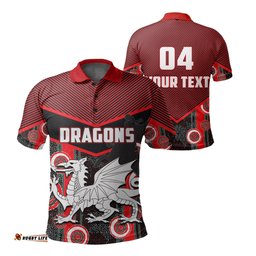 Custom PersonalisedST.George Dragons Polo Shirt Aboriginal