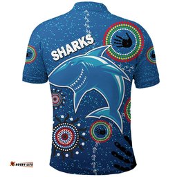 Custom Personalised Naidoc Sharks Polo Shirt Cronulla Aboriginal Style