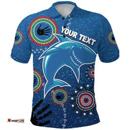 Custom Personalised Naidoc Sharks Polo Shirt Cronulla Aboriginal Style