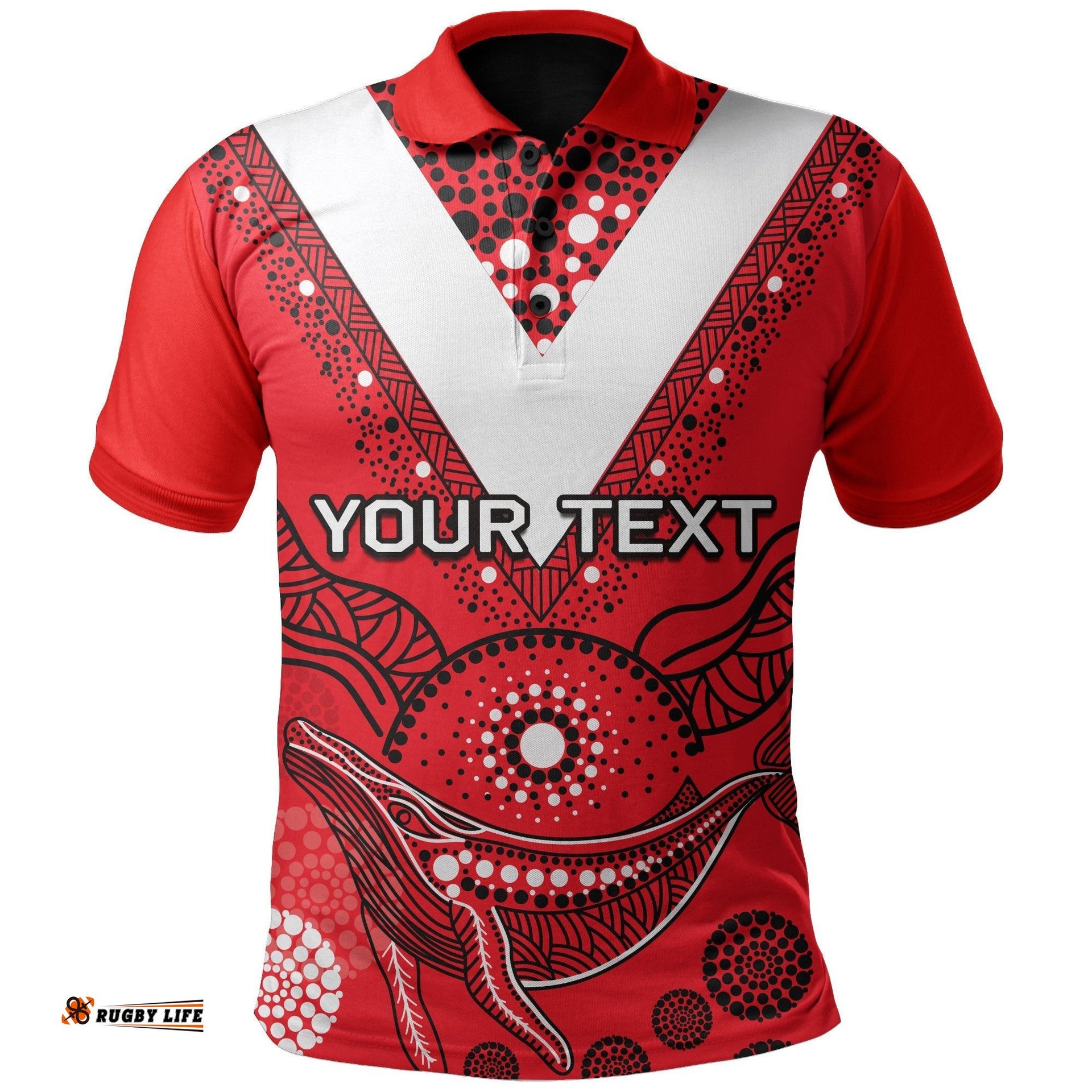 Custom Personalised St. George Illawarra Dragons Polo Shirt Aboriginal Red