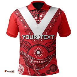 Custom Personalised St. George Illawarra Dragons Polo Shirt Aboriginal Red