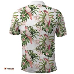 Australia Pink Cockatoo Polo Shirt Aussie Orchids - Seamless Pattern