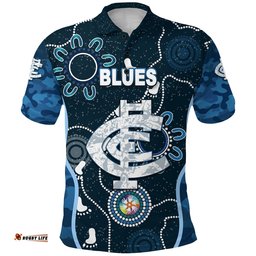 Carlton Polo Shirt Blues Anzac Day Unique Indigenous