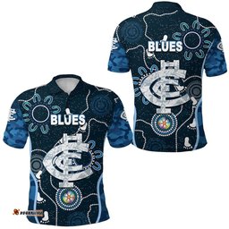 Carlton Polo Shirt Blues Anzac Day Unique Indigenous