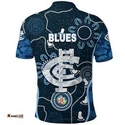 Carlton Polo Shirt Blues Anzac Day Unique Indigenous