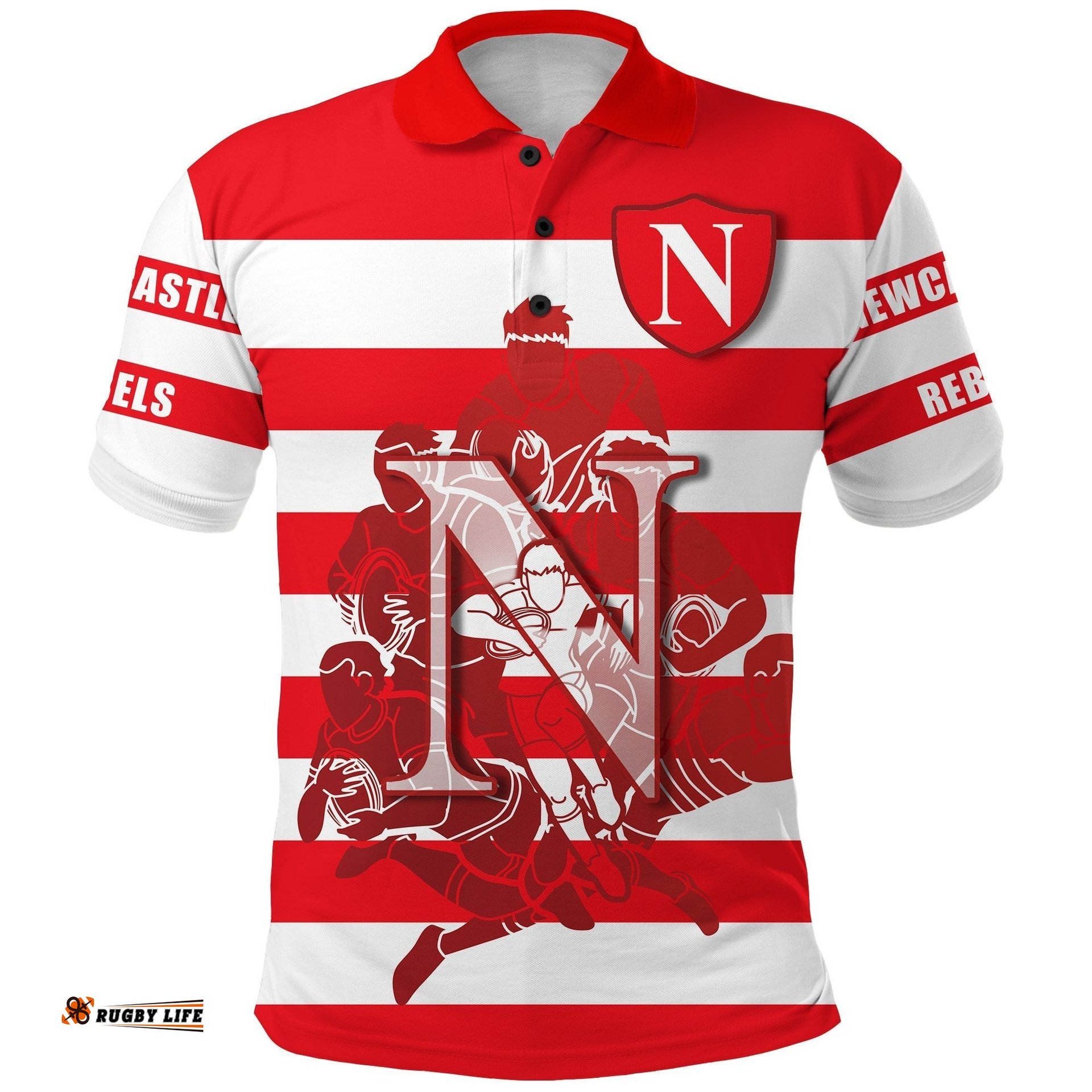 Custom Personalised Newcastle Rebels Polo Shirt Original 1908
