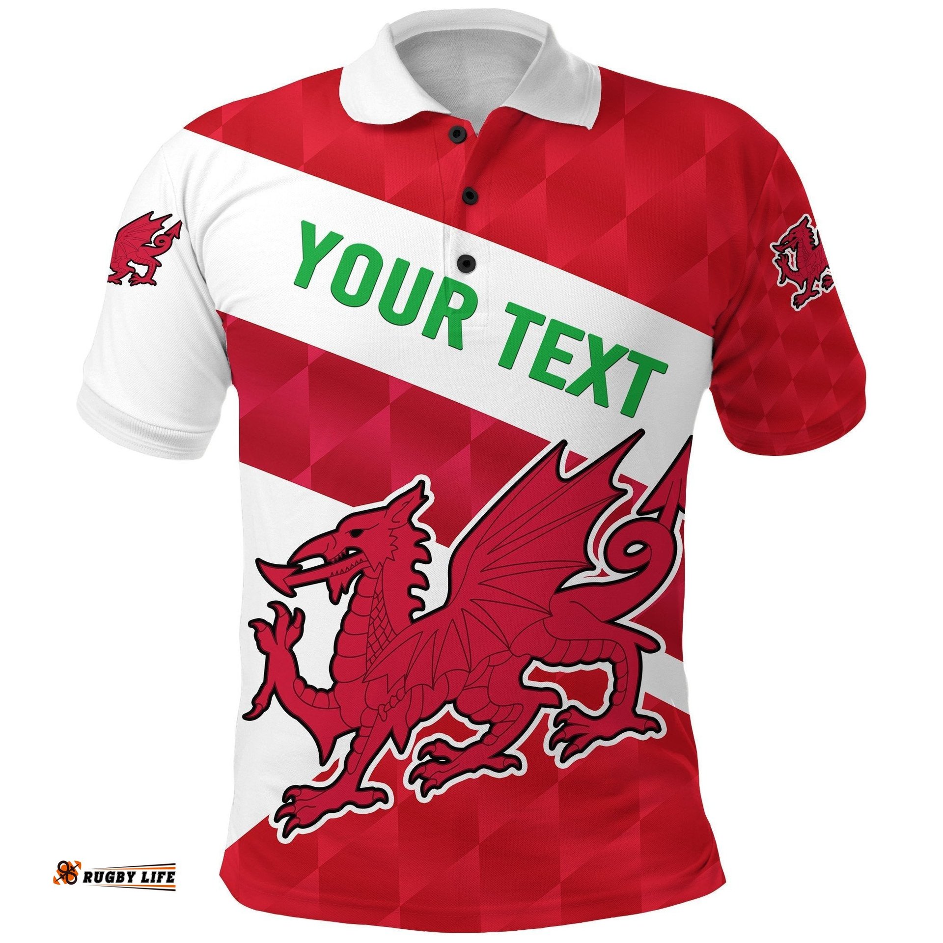 Custom Personalised Wales Rugby Polo Shirt Sporty Style
