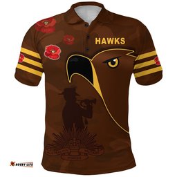 Custom Personalised Hawks Anzac Polo Shirt Simple Camouflage