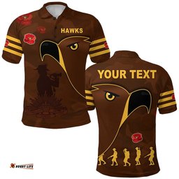 Custom Personalised Hawks Anzac Polo Shirt Simple Camouflage