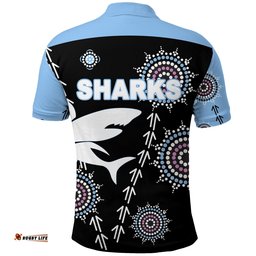 Custom Personalised Cronulla Polo Shirt Sharks Simple Indigenous - Black