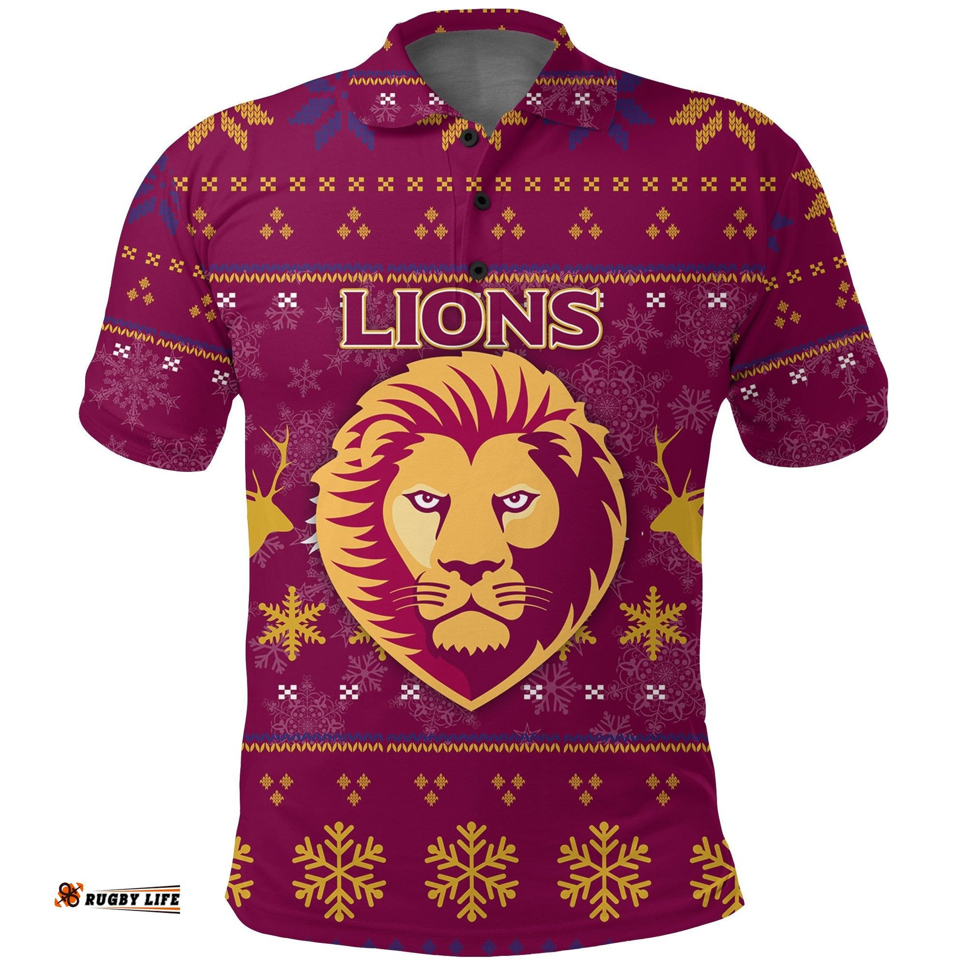 Brisbane Lion Polo Shirt - Christmas Ugly Style -