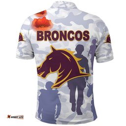 Custom Personalised Brisbane Broncos Polo Shirt Anzac Day Camouflage Vibes - Purple