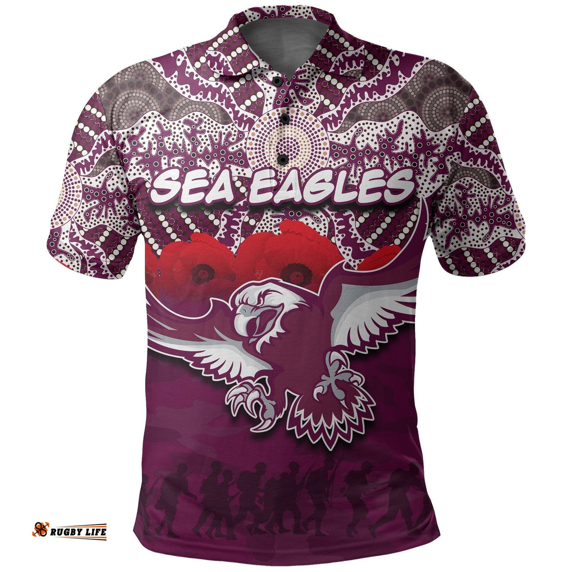 Sea Eagles Polo Shirt Aboriginal Anzac Day