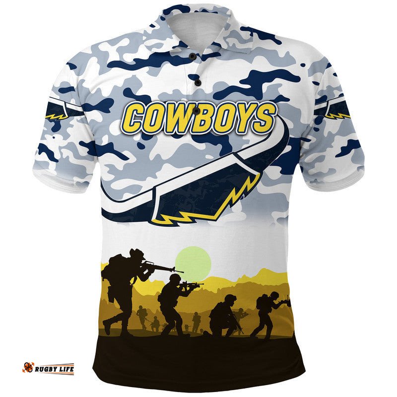 Custom Personalised Cowboys ANZAC Polo Shirt Simple Style - White