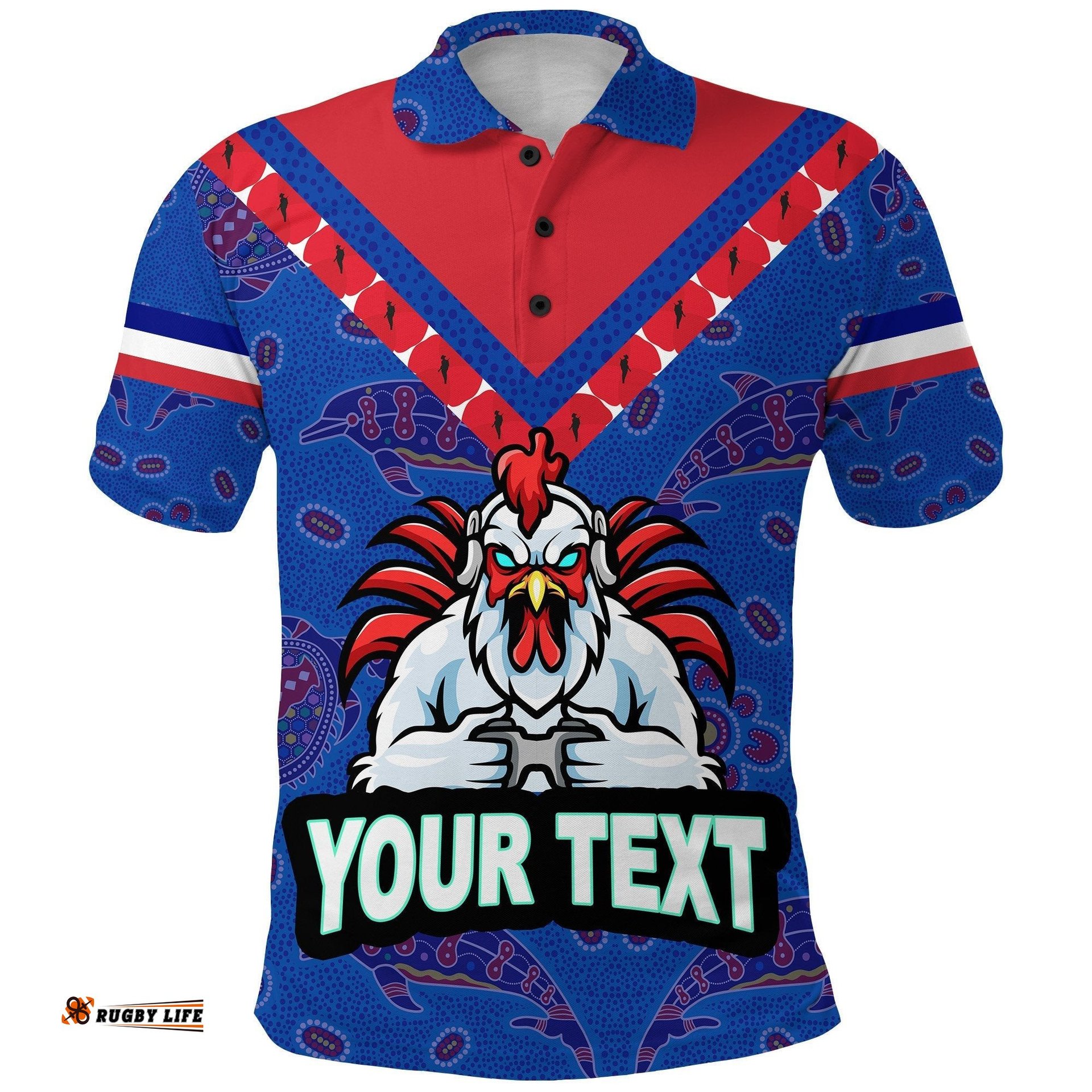 Custom Personalised Sydney Roosters Indigenous Anzac Polo Shirt Prairie Style