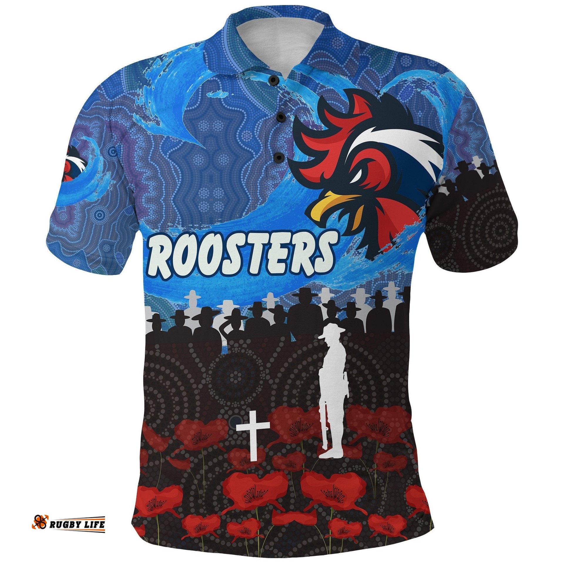 Sydney Roosters Aboriginal Polo Shirt Prairie Style