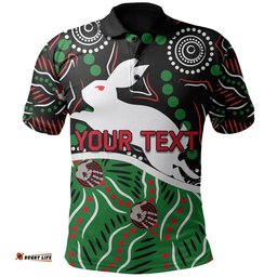 Custom PersonalisedRabbitohs Polo Shirt Aboriginal