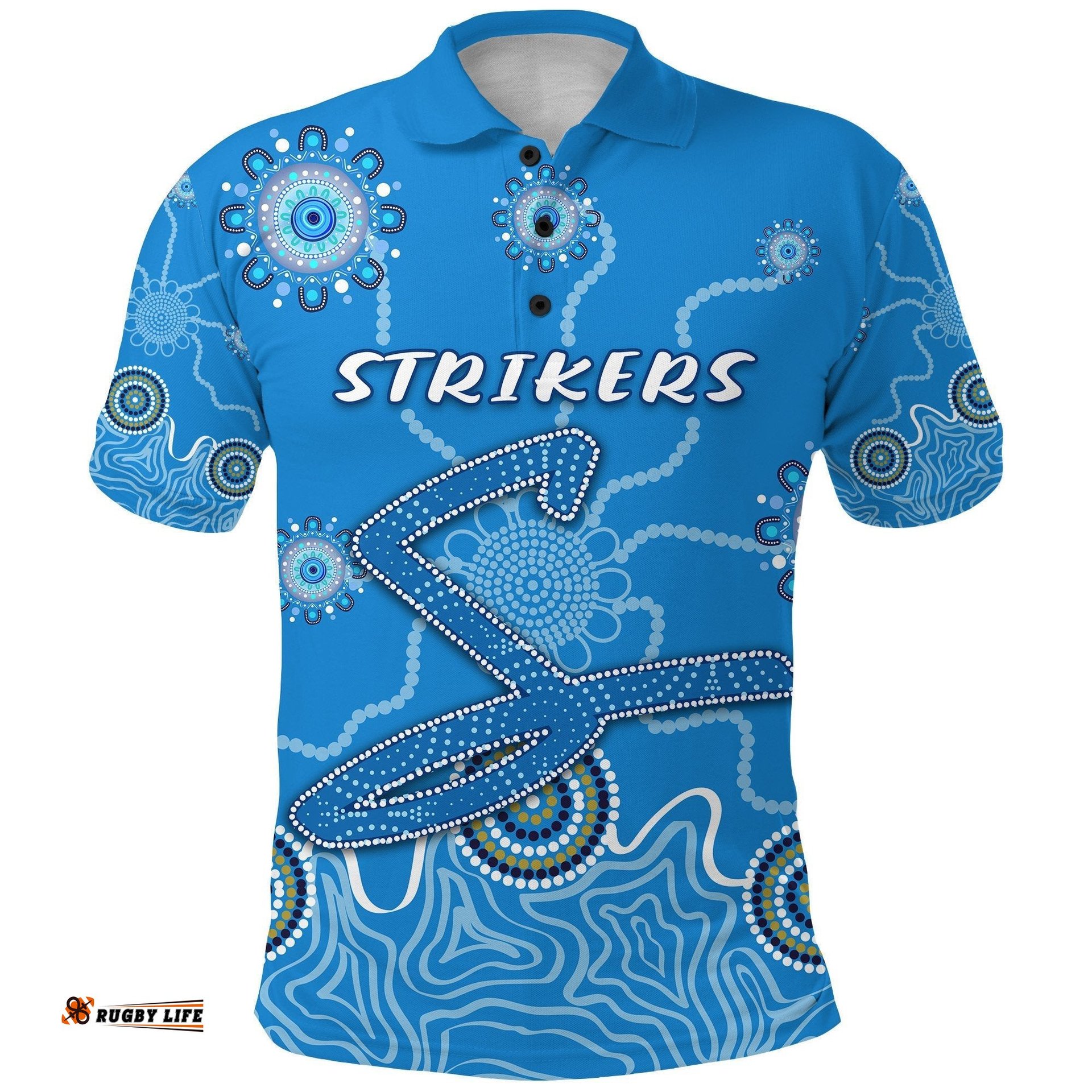 Adelaide Strikers Polo Shirt Indigenous Blue Energy