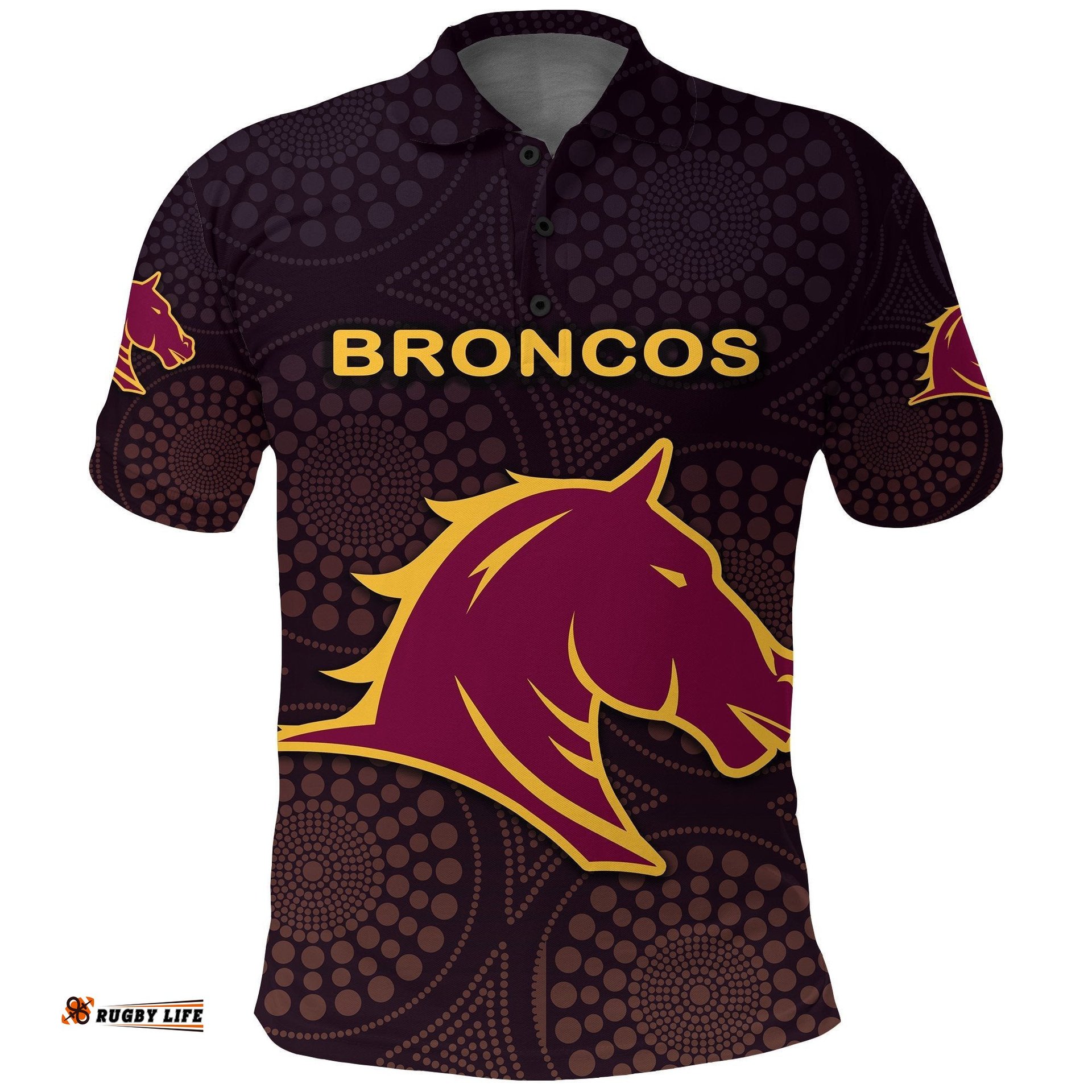 Brisbane Polo Shirt Broncos Simple Indigenous