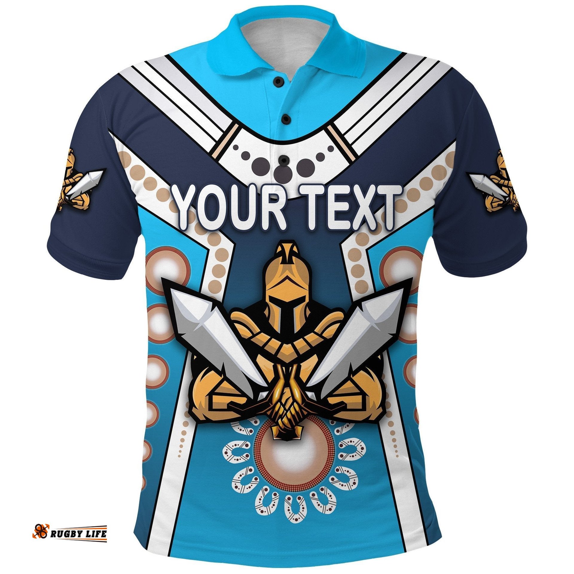 Custom Personalised Gold Coast Polo Shirt Titans Gladiator Simple Indigenous