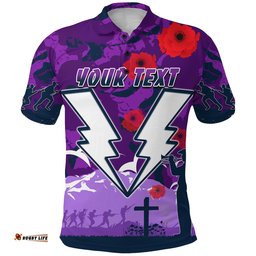 Custom Personalised Storm Anzac Day Polo Shirt Melbourne War Remembrance Poppy