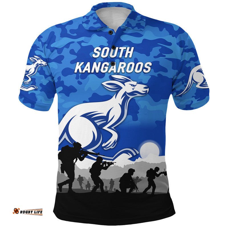 South Alice Football Club Kangaroos ANZAC Polo Shirt Simple Style