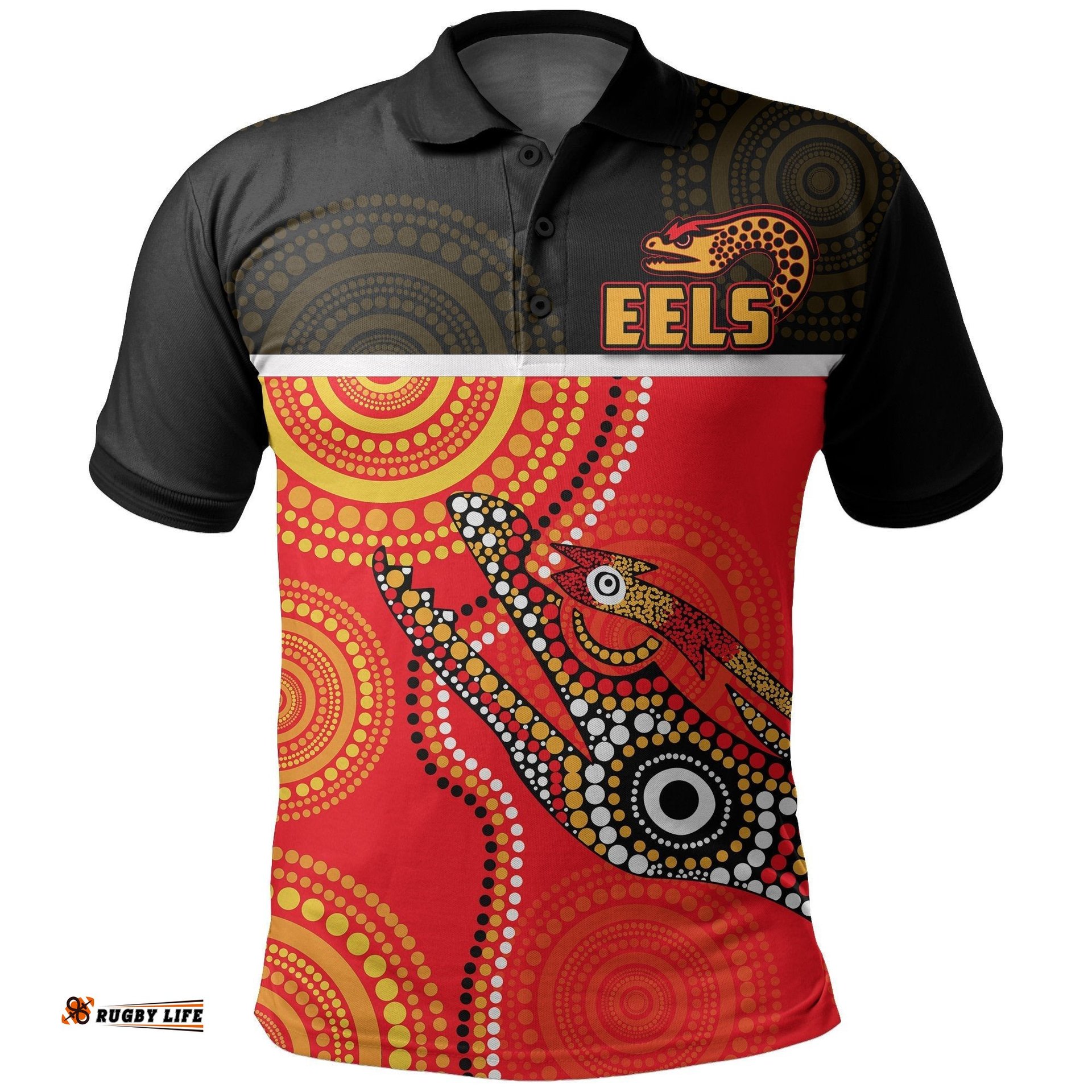 Parramatta Rugby Polo Shirt Eels Aboriginal Black