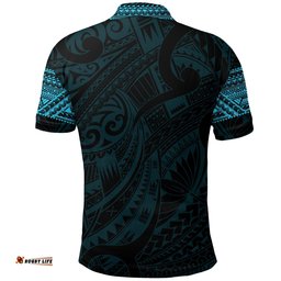 Aotearoa Maori Tattoo Black And Blue Polo T Shirt