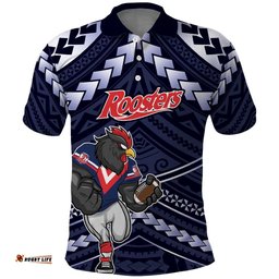 Custom Roosters Rugby Polynesian Tribal Polo Shirt