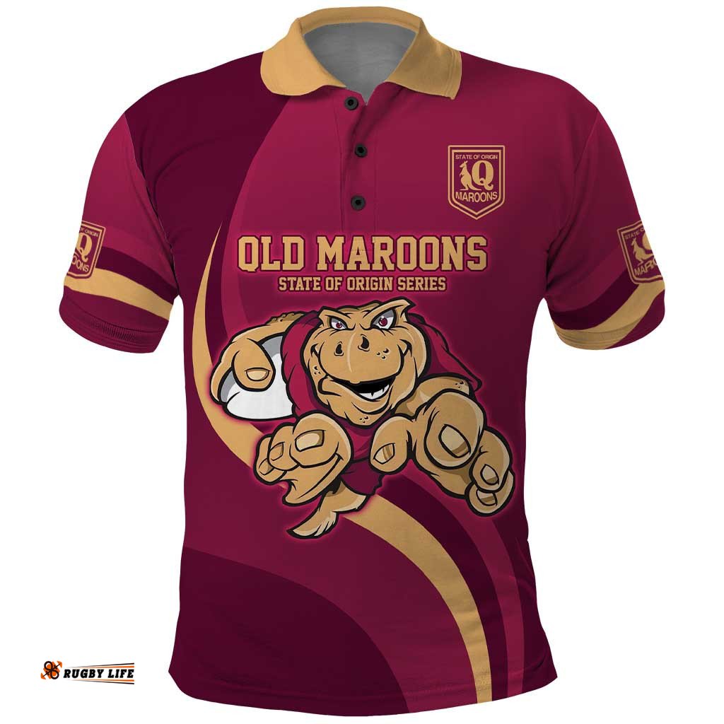 Custom QLD Maroons Cane Toad Polo Shirt Queensland Origin No1