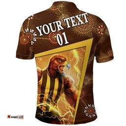 Custom Personalised Hawthorn Polo Shirt Hawks Indigenous Limited Edition NO.1, Custom Text And Number