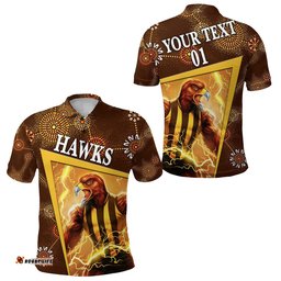 Custom Personalised Hawthorn Polo Shirt Hawks Indigenous Limited Edition NO.1, Custom Text And Number