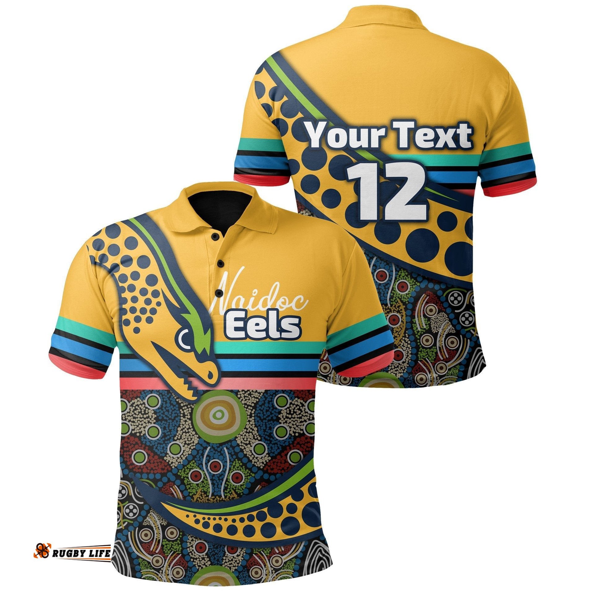 Custom Personalised Eels Rugby Naidoc Week Polo Shirt Indigenous Sport Style