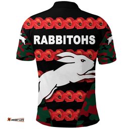 South Sydney Rabbitohs Polo Shirt Anzac Day Poppy Flower Vibes
