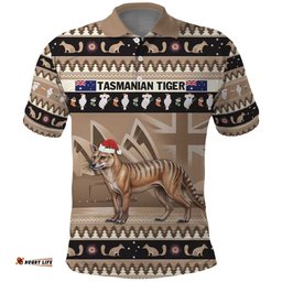 Aussie Tasmanian Tiger Polo Shirt Merry Christmas