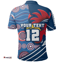 Custom Personalised Australia Roosters Polo Shirt Three Tiles Style