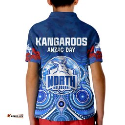 Kangaroos Anzac 2022 Polo Shirt North Melbourne Football Aboriginal Poppy Flowers