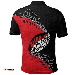 Aotearoa Rugby Fern Polo Shirt Red
