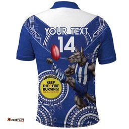 Custom AFL Kangaroos NAIDOC Week Polo Shirt Keep The Fire Burning Indigenous Art