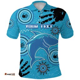 Custom Personalised Cronulla Sharks Polo Shirt Indigenous Country Style