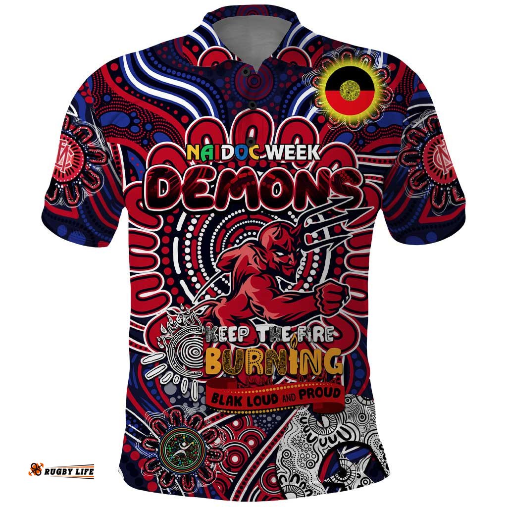 Custom Melbourne Demons NAIDOC Week 2024 Polo Shirt Mascot Football