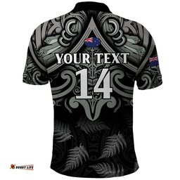 Custom New Zealand Silver Fern Rugby Polo Shirt All Black Since 1892 Aotearoa Moko Maori