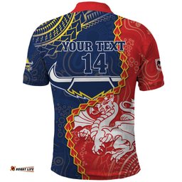 Custom Dragons And Cowboys Rugby Polo Shirt Aboriginal Mix Polynesian Pattern
