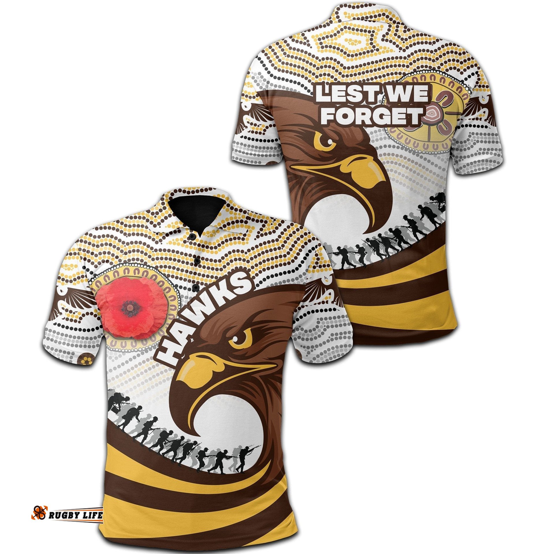 Pride Hawks Polo Shirt Hawthorn Anzac Day Aboriginal