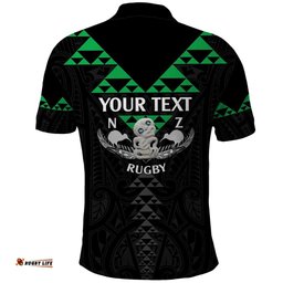 Personalised Aotearoa Rugby Polo Shirt New Zealand Maori Kete Matauranga Pattern