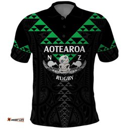 Personalised Aotearoa Rugby Polo Shirt New Zealand Maori Kete Matauranga Pattern